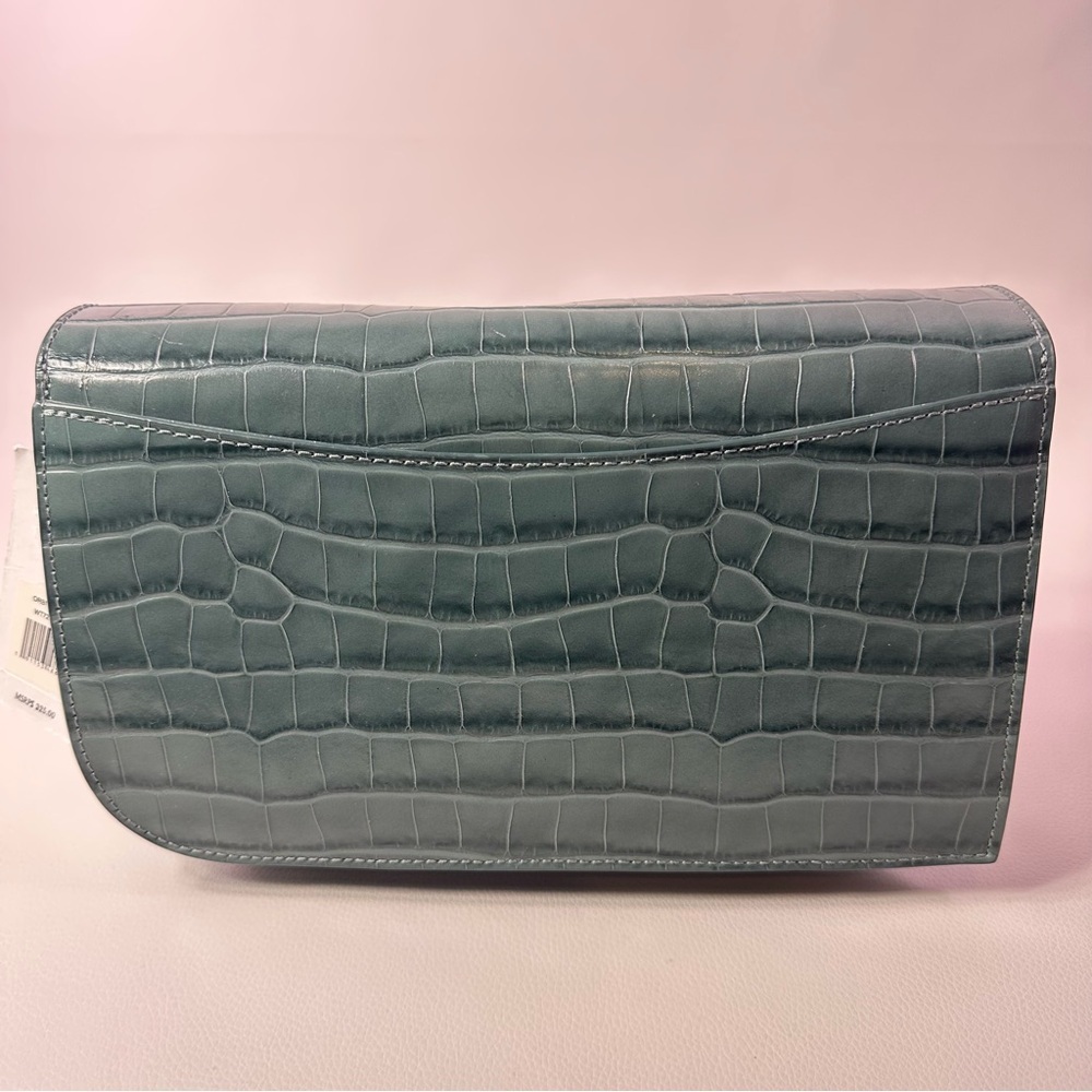 NEW JASON WU ORBIT SAGE LEAF GREEN LEATHER CROC EMBOSSED BAG AUTHENTIC - Picture 11 of 16
